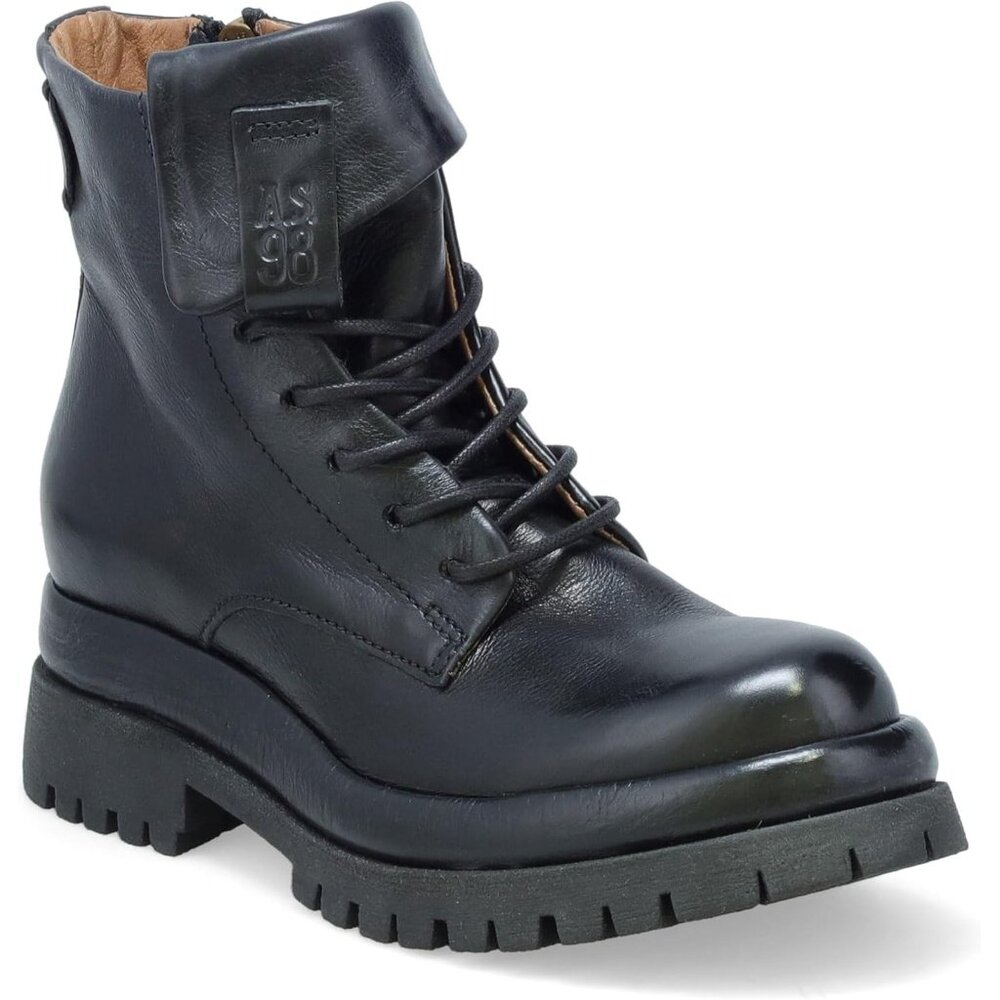 NWT A.S. 98 Dillie Moto Combat Black Leather Boots size 37